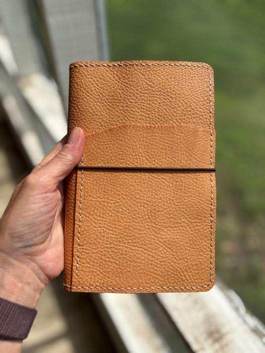B6 Slim (Sterling Ink) Leather Book Cover, Pebbled Natural
