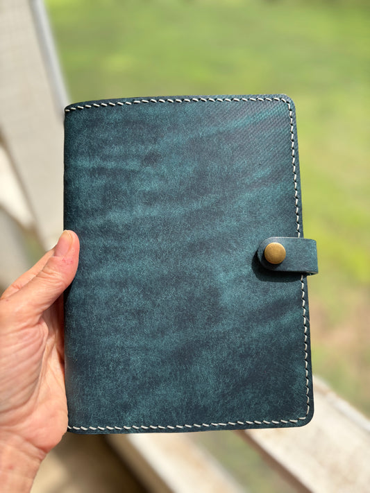 B6 Leather Book Cover, Pueblo Sapphire