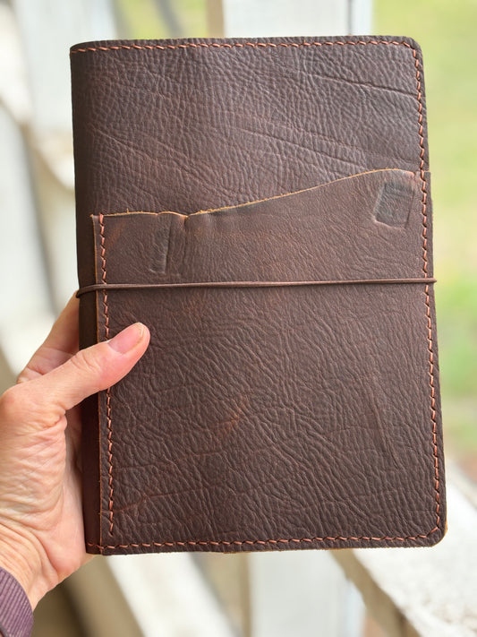 A5 Leather Book Cover, Kodiak Caramel