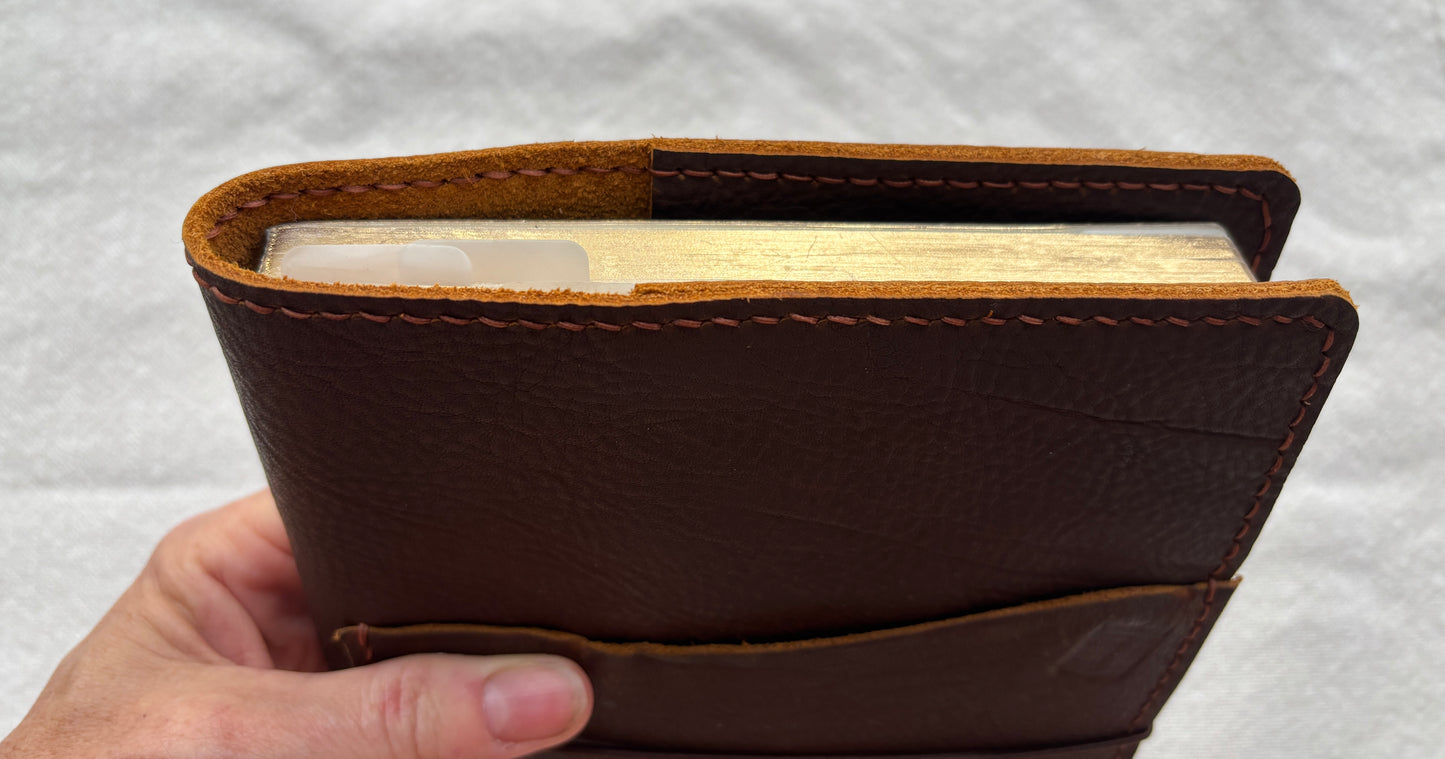 A5 Leather Book Cover, Kodiak Caramel