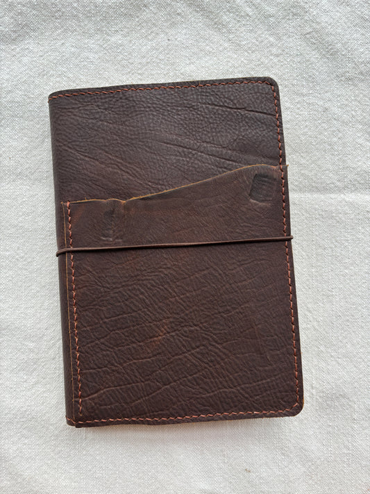A5 Leather Book Cover, Kodiak Caramel