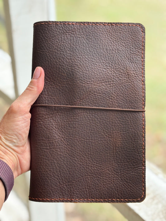 A5 Slim Leather Book Cover, Kodiak Caramel