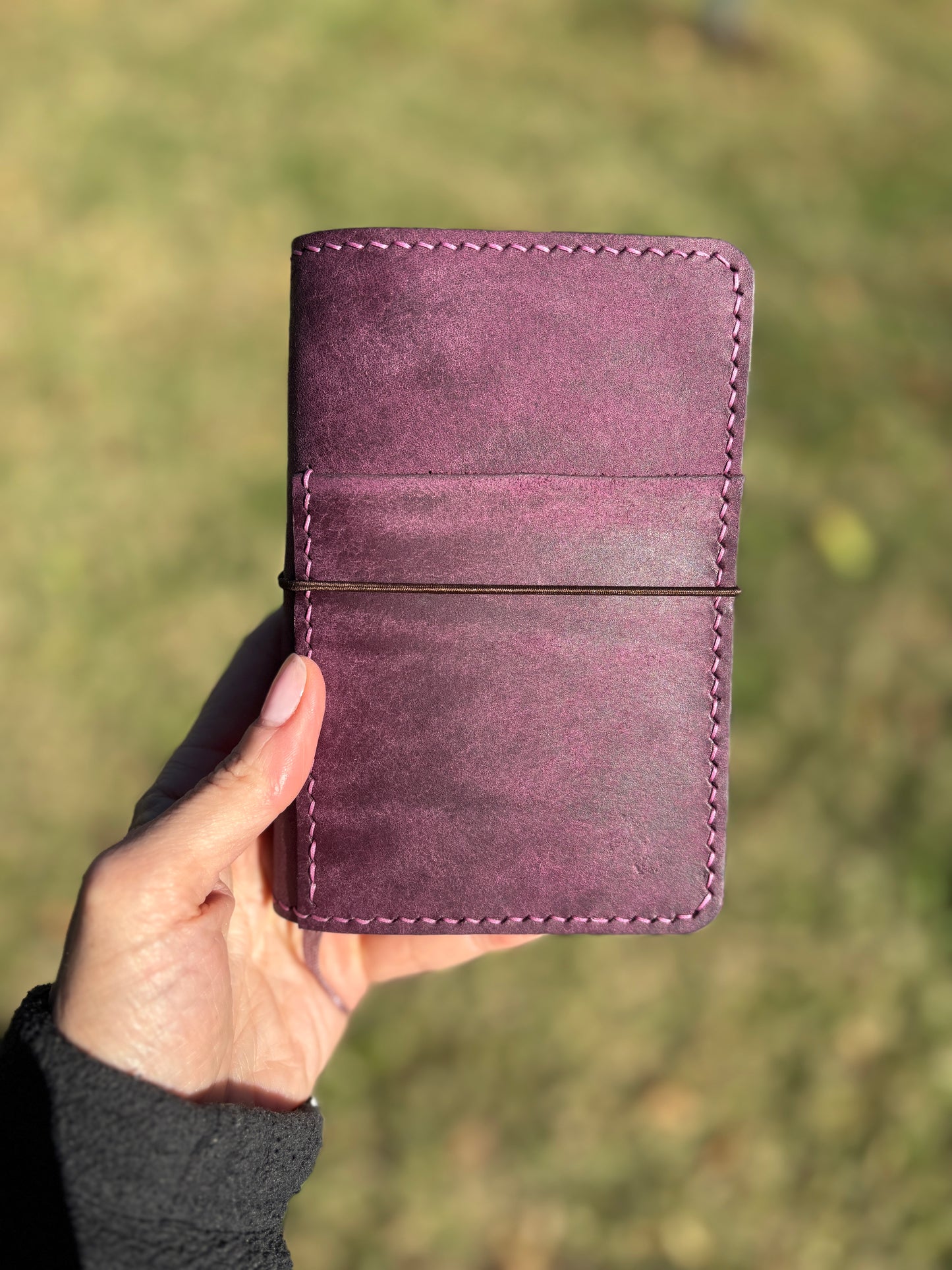Pocket Leather Book Cover, Pueblo Purple