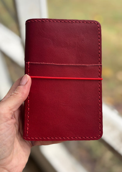 Pocket Leather Book Cover, Italian Cranberry