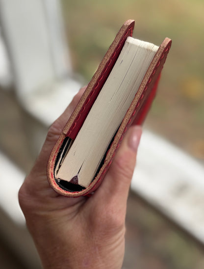 Pocket Leather Book Cover, Italian Cranberry