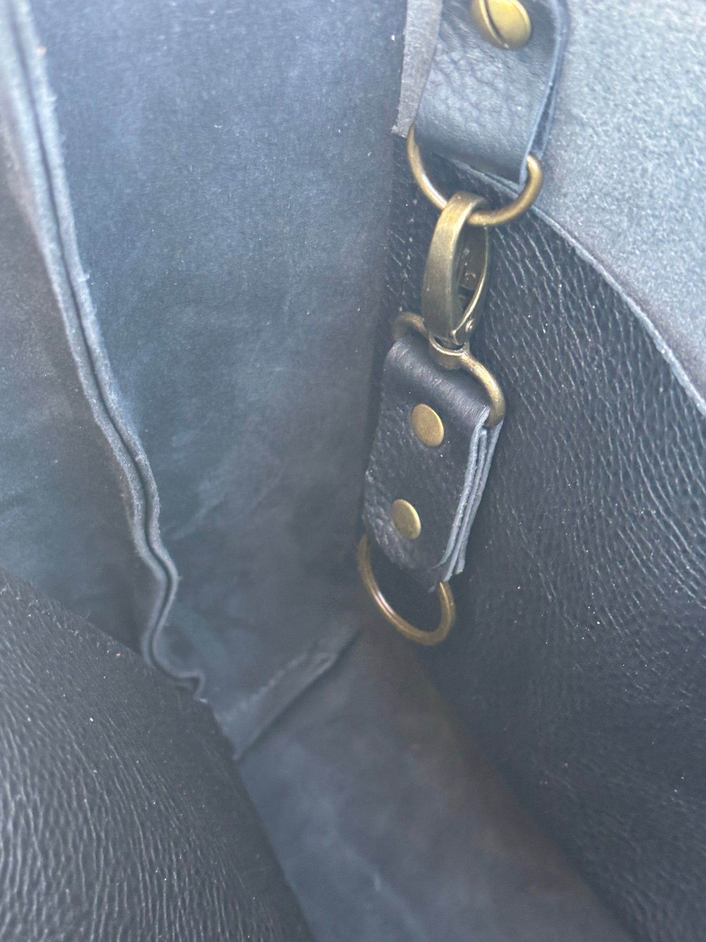 Handmade Leather Tote Bag in Pebbled Black