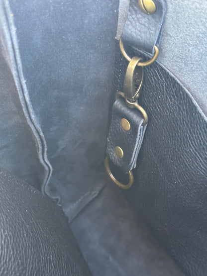 Handmade Leather Tote Bag in Pebbled Black
