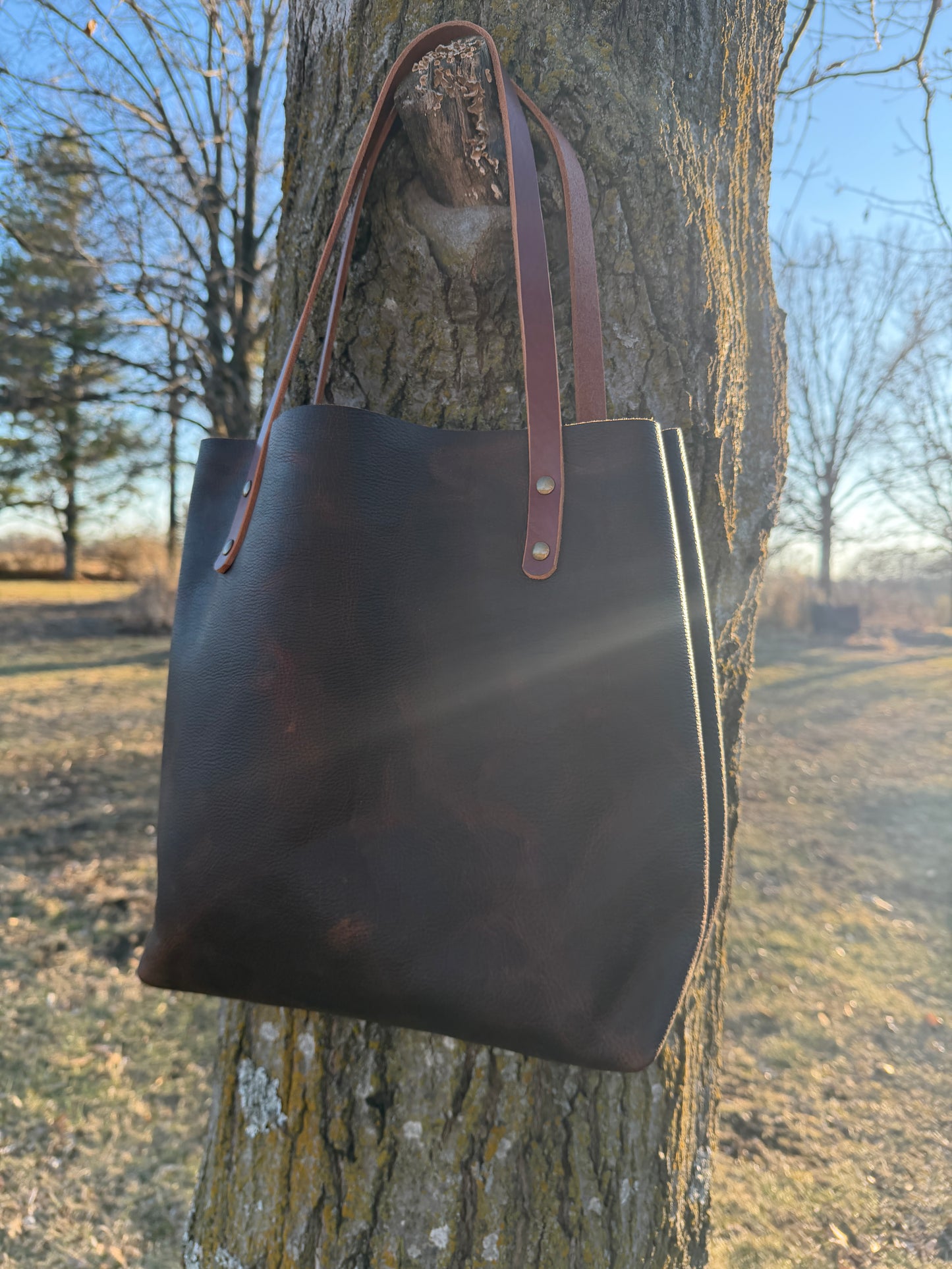 Handmade Leather Tote Bag in Kodiak Brown