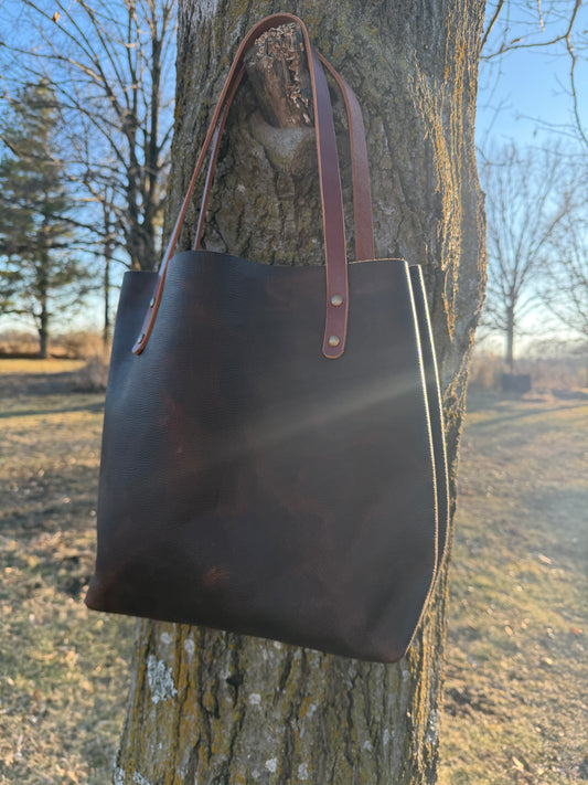 Handmade Leather Tote Bag in Kodiak Brown