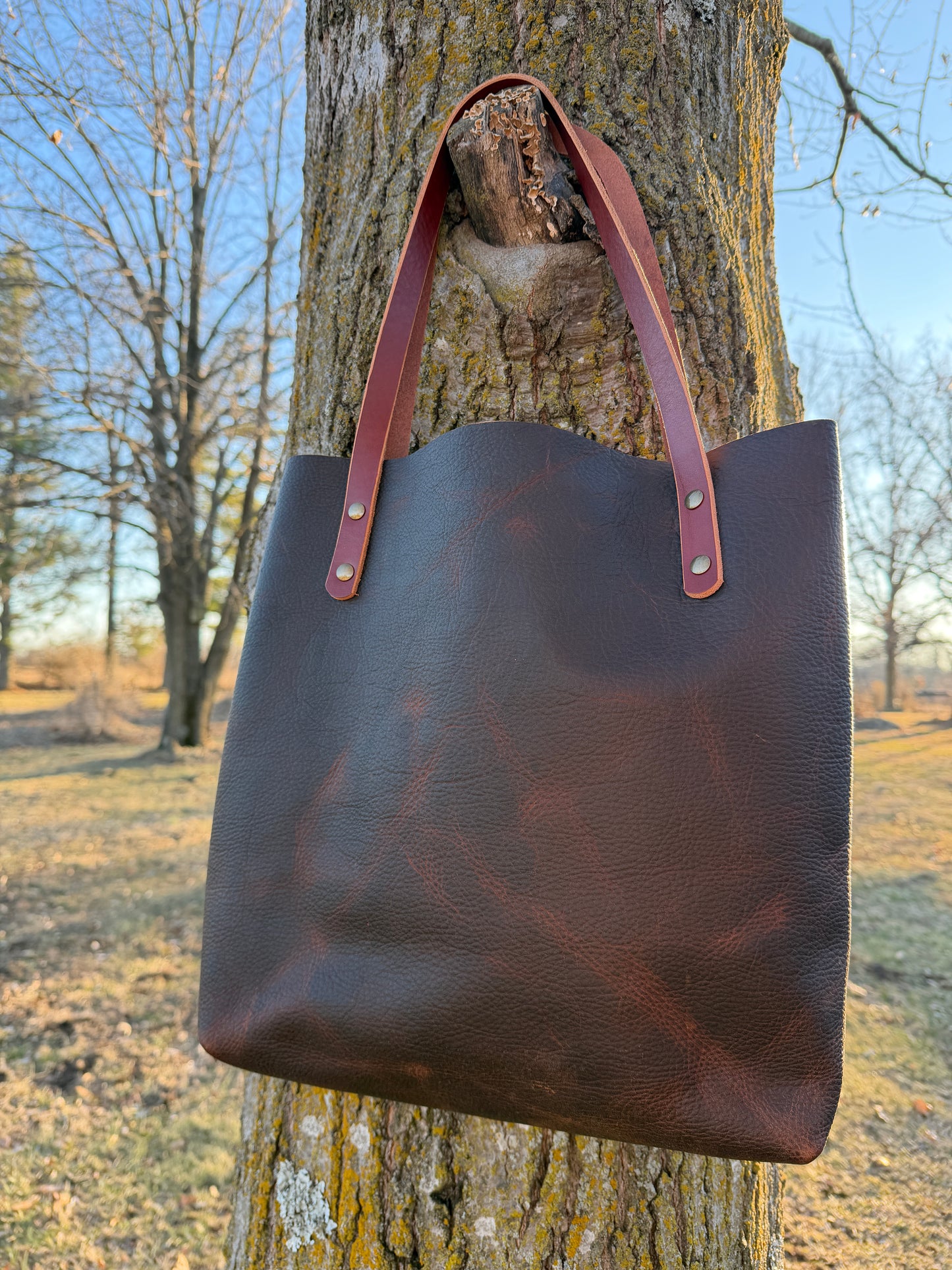 Handmade Leather Tote Bag in Kodiak Brown