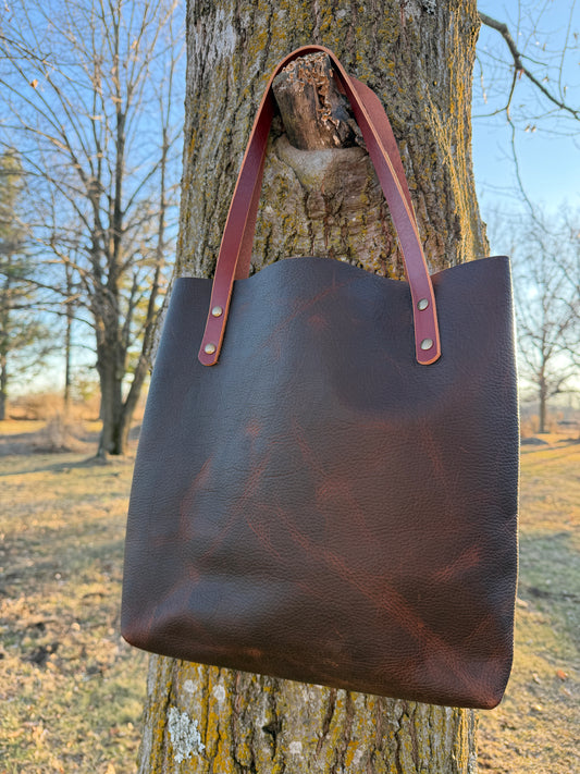 Handmade Leather Tote Bag in Kodiak Brown
