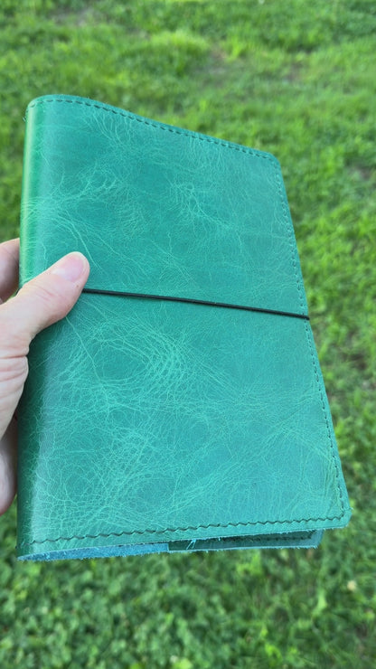 A5 Leather Book Cover, Jade