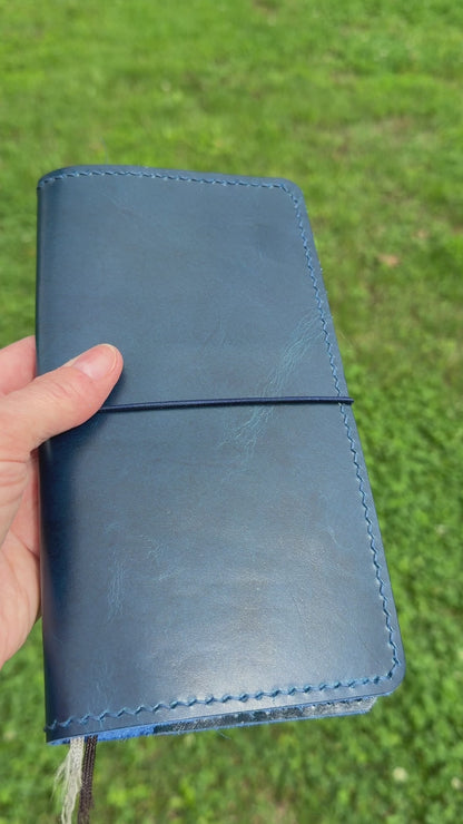 Weeks Leather Book Cover, Cobalt