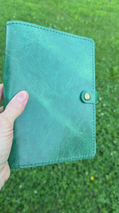 B6 Leather Book Cover, Jade