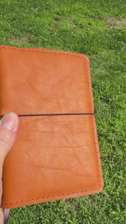 Pocket Leather Book Cover, Italian Light Brown