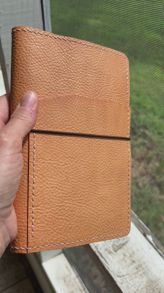 B6 Slim (Sterling Ink) Leather Book Cover, Pebbled Natural