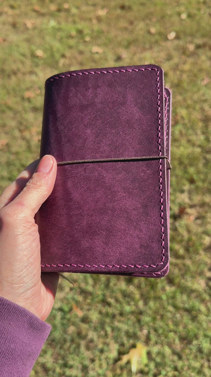 Pocket Leather Book Cover, Pueblo Purple