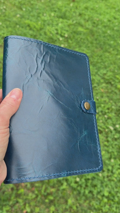 B6 Leather Book Cover, Cobalt