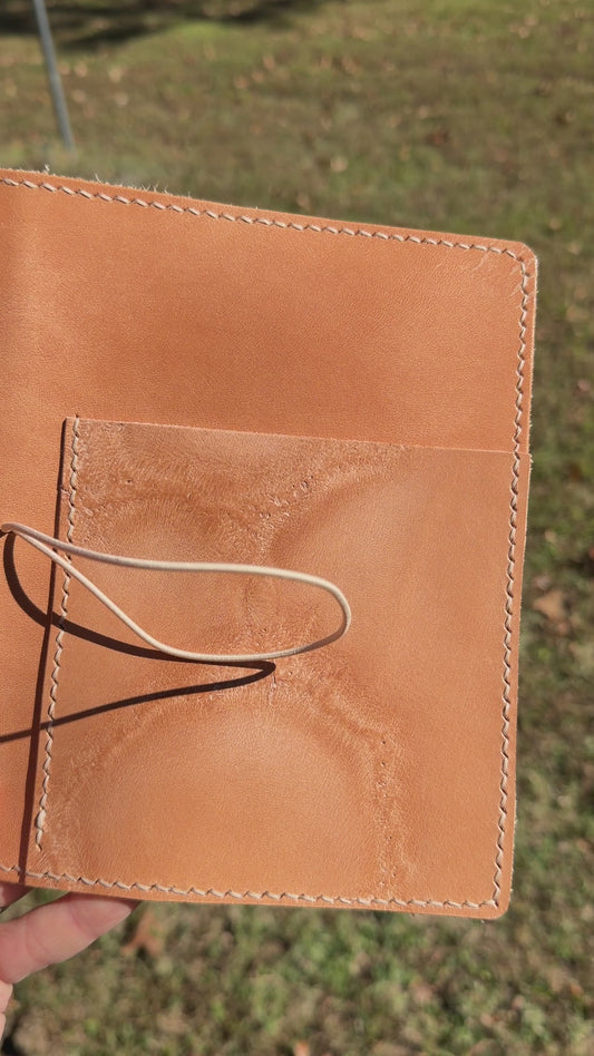 Branded B6 Leather Book Cover, Toasted Marshmallow