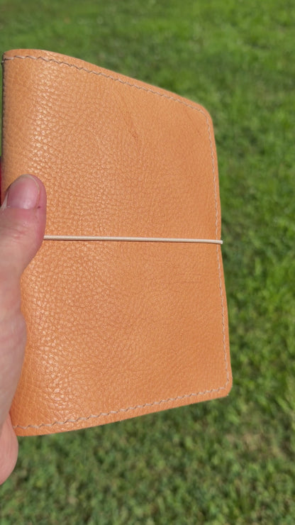 A6 Leather Book Cover, Pebbled Natural