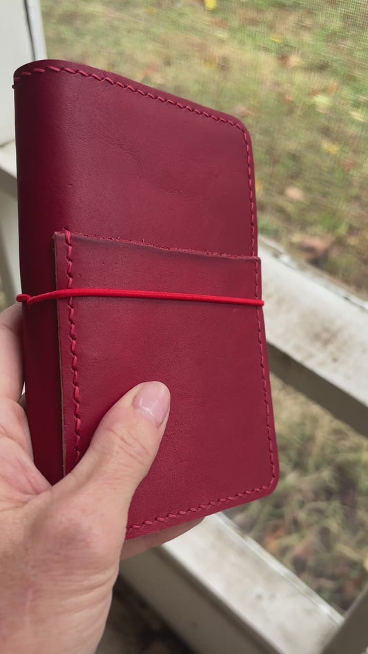 Pocket Leather Book Cover, Italian Cranberry