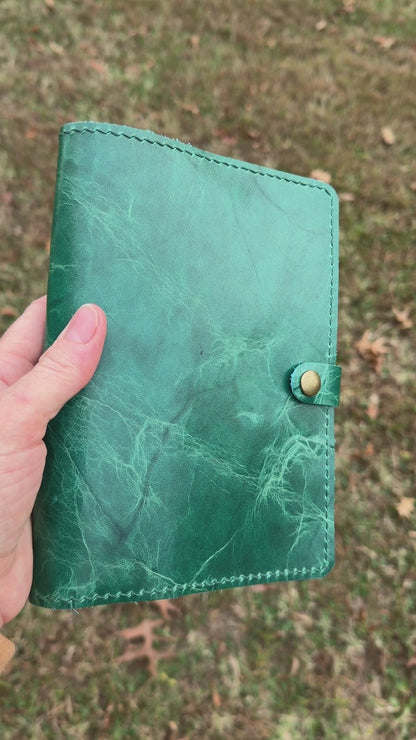B6 Leather Book Cover, Jade