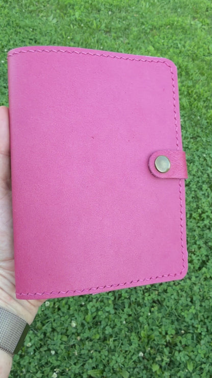A6 Leather Book Cover, Fuchsia