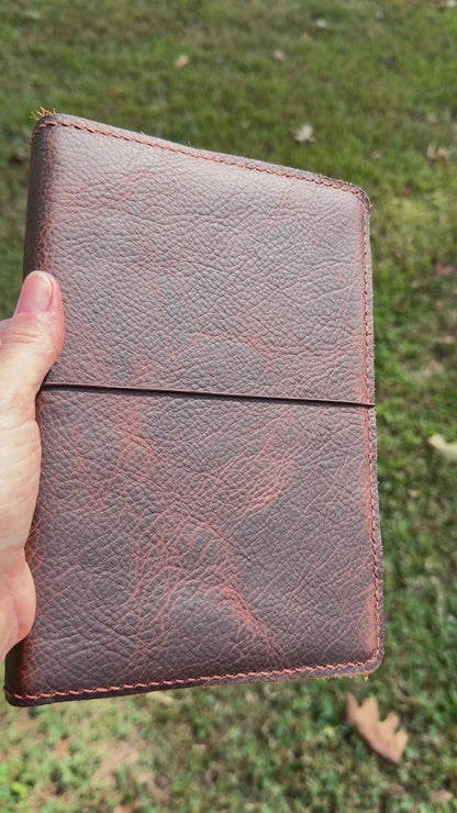 A5 Extra Width Leather Book Cover, Kodiak Tan