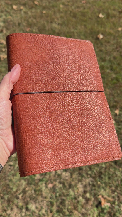 A5 Extra Width Leather Book Cover, Hermann Oak Heritage, Cinnamon