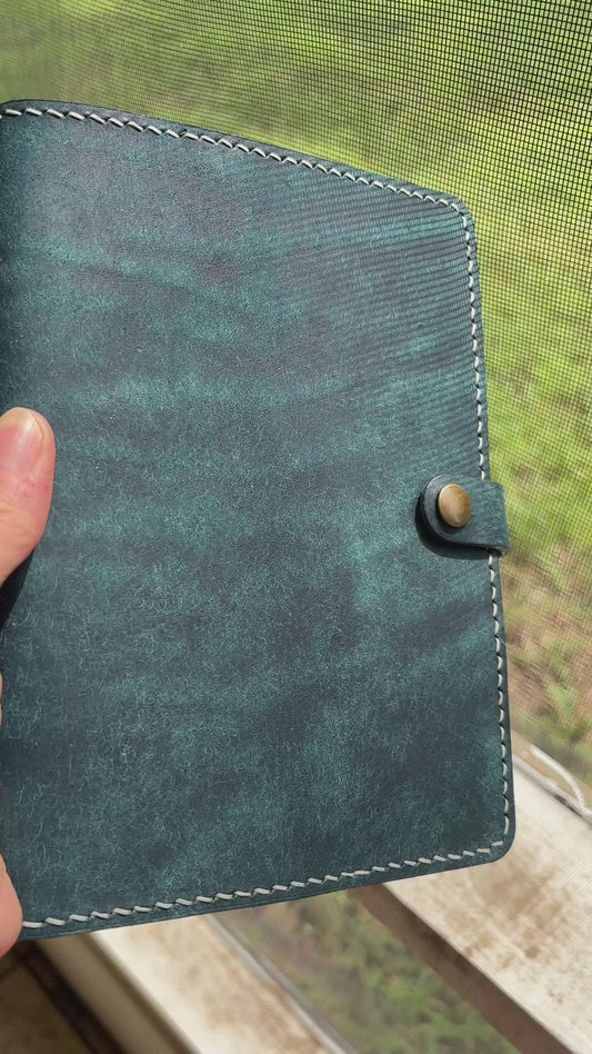 B6 Leather Book Cover, Pueblo Sapphire