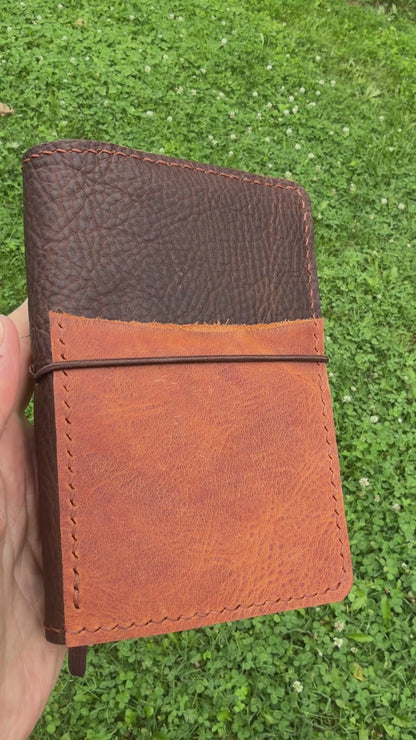 Pocket Leather Book Cover, Kodiak Caramel with Arnia Front Pocket